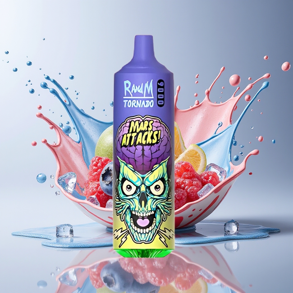 RandM Tornado 9000 Puffs Dansk Engros – 850 mAh Genopladelig, 18 mL, Mesh Coil, Blåbær Is