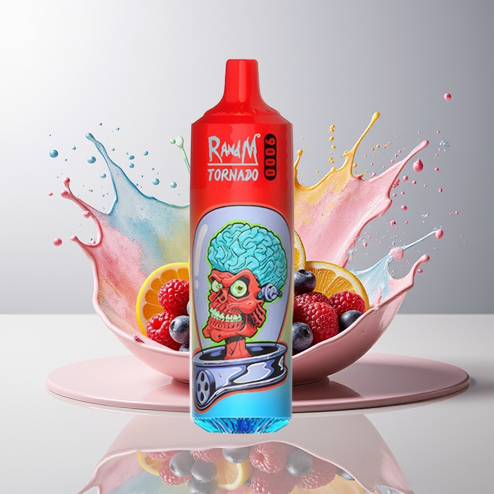 RandM Tornado 9000 Puffs Dansk Engros – 850 mAh Genopladelig, 18 mL, Mesh Coil, Blandede Bær