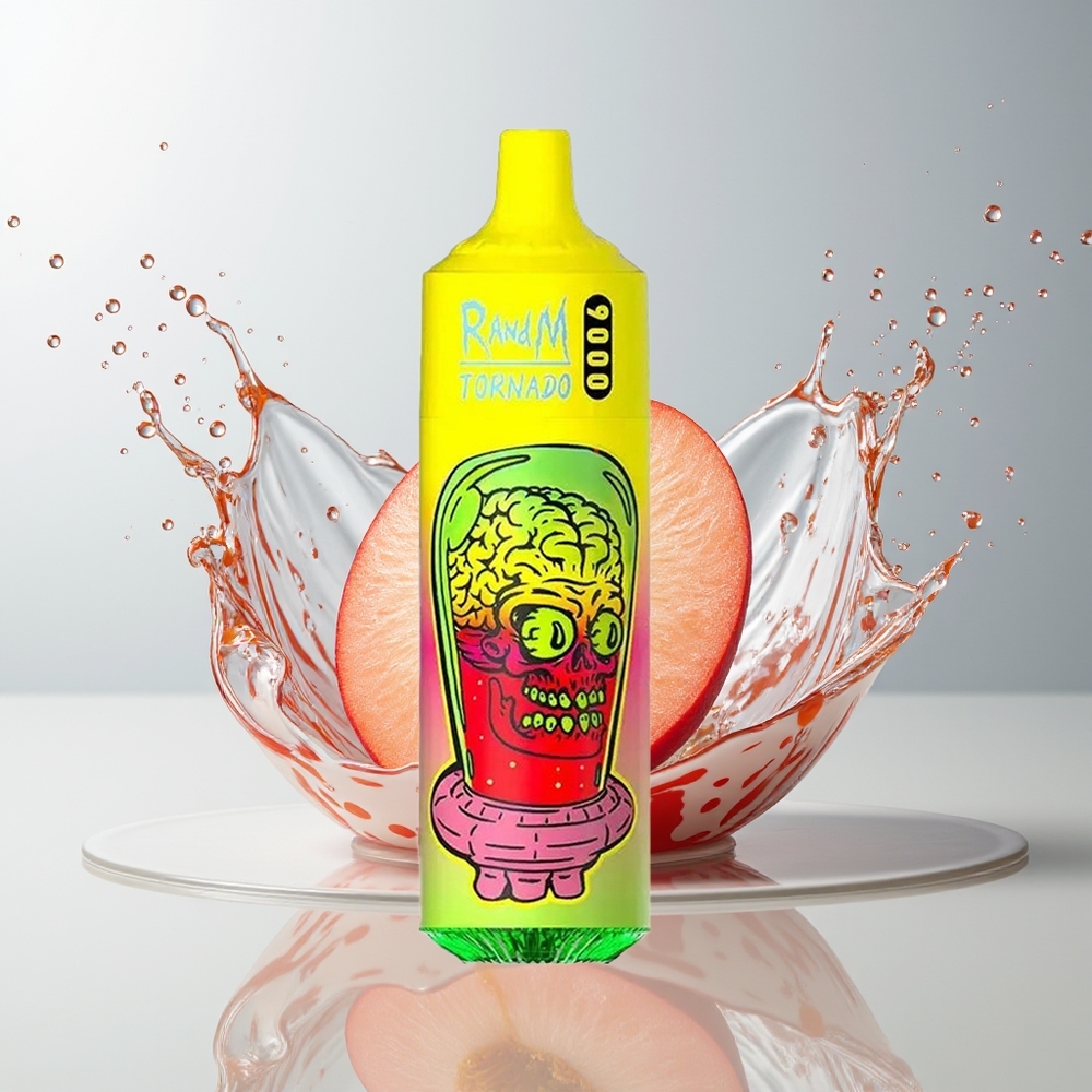 RandM Tornado 9000 Puffs Dansk Engros – 850 mAh Genopladelig, 18 mL, Mesh Coil, Sommerfersken Is