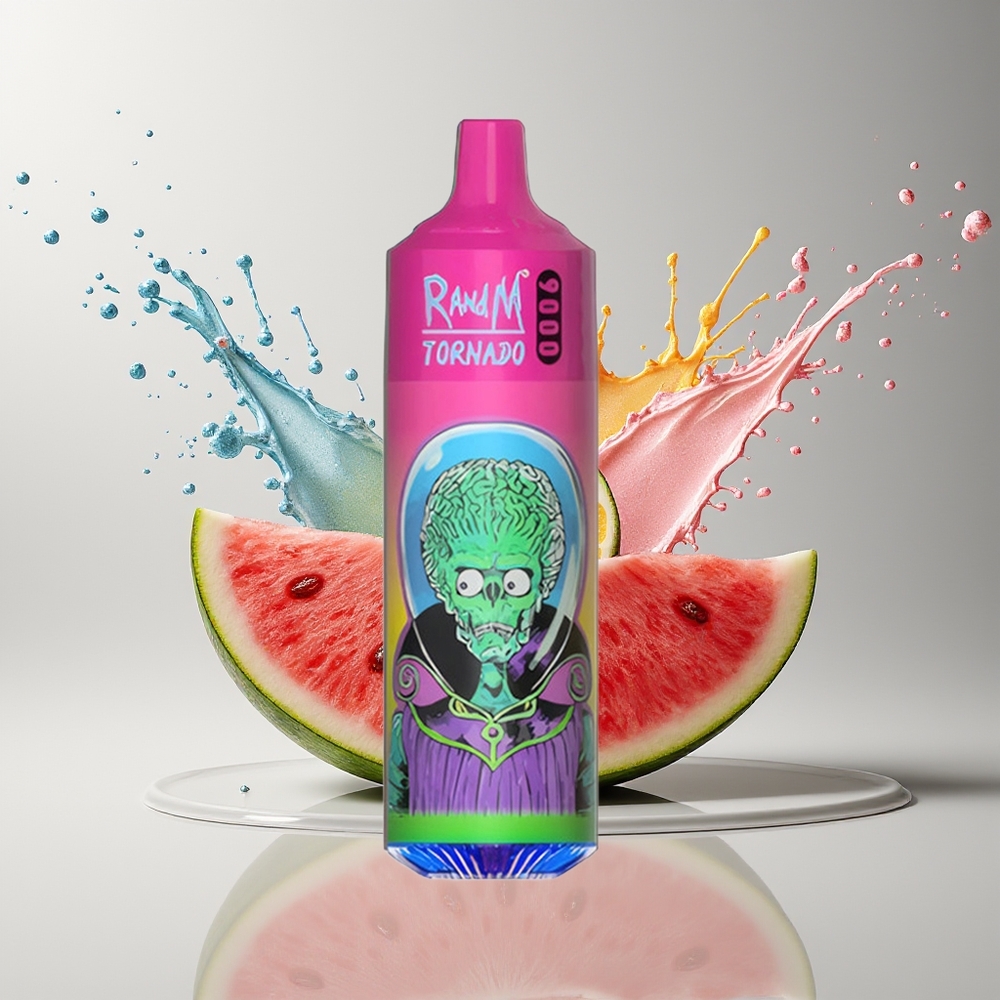 RandM Tornado 9000 Puffs Dansk Engros – 850 mAh Genopladelig, 18 mL, Mesh Coil, Vandsukkerbobletyggegummi
