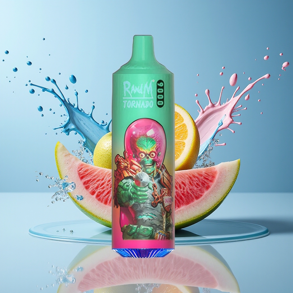 RandM Tornado 9000 Puffs Dansk engros – 850 mAh Genopladelig, 18 mL, Mesh Coil, Blå Razz Kush