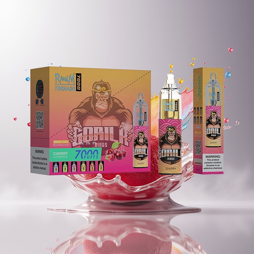 RandM Fumot Tornado 7000 Dansk Engros – 14 ML E-liquid, 850 MAH Batteri, Mesh Coil, Type-C Port, Kirsebær