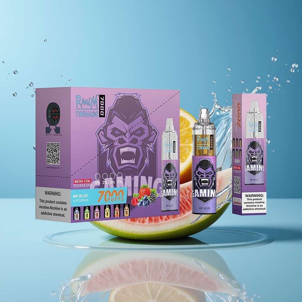 RandM Fumot Tornado 7000 Dansk Engros – 14 ML E-liquid, 850 MAH, Mesh Coil, Mr Blå