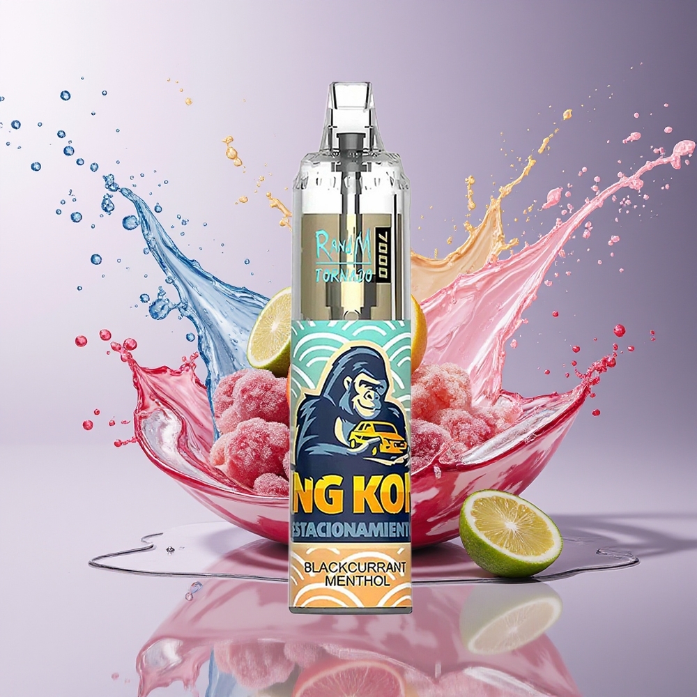 RandM Fumot Tornado 7000 Dansk Engros Disposable Vape Sortsolbær Mentol – 14 ML E-liquid, 850 MAH, Mesh Coil, Type-C