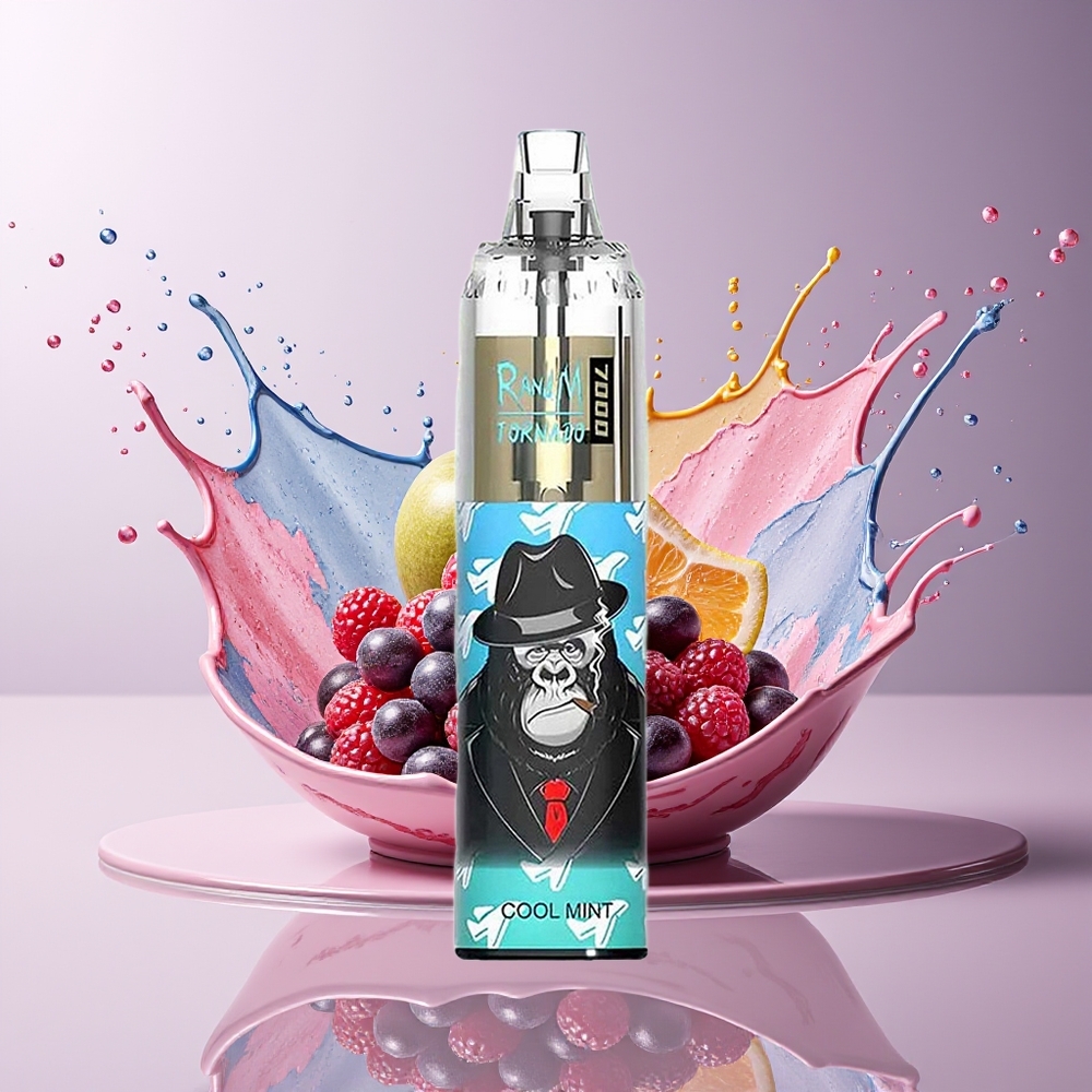 RandM Fumot Tornado 7000 Dansk engros – 14 ML E-liquid, 850 MAH, Mesh Coil, Sortbær (Blackcurrant)