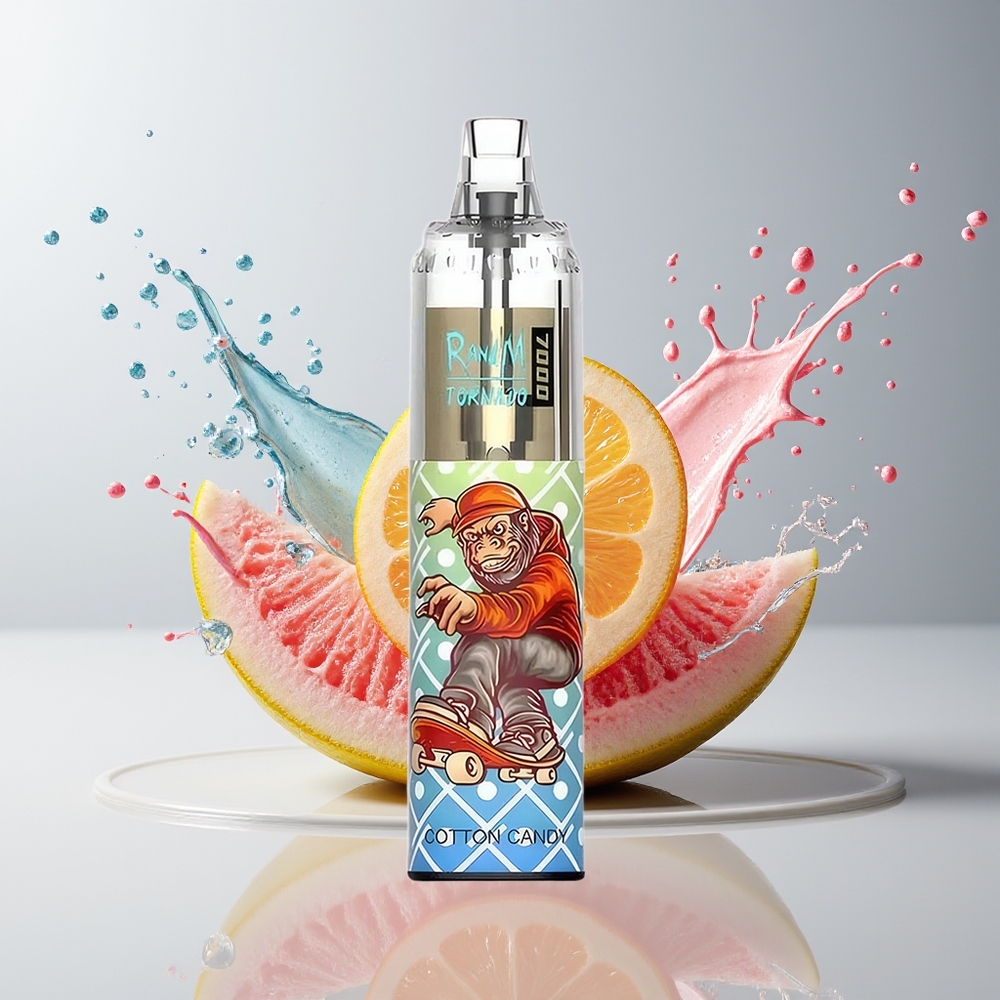 RandM Fumot Tornado 7000 Dansk engros Disposable Vape med Bomuldsslik, 14 ML E-væske, Mesh Coil og Type-C Port