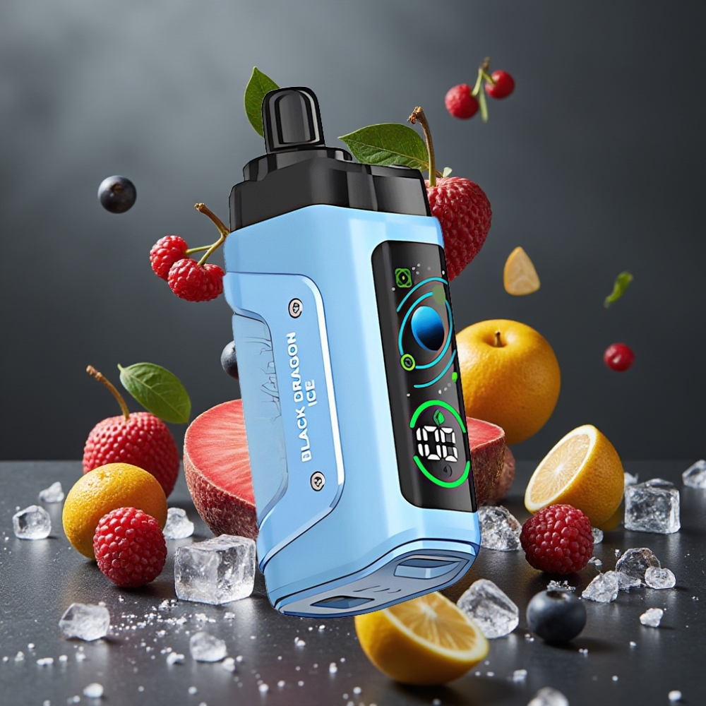 Razz Bar 45000 Puffs Vape til Engangsbrug Dansk Engros – Sort Drage Is med 1.0 Ohm Mesh Coil og Justerbar Luftgennemstrømning