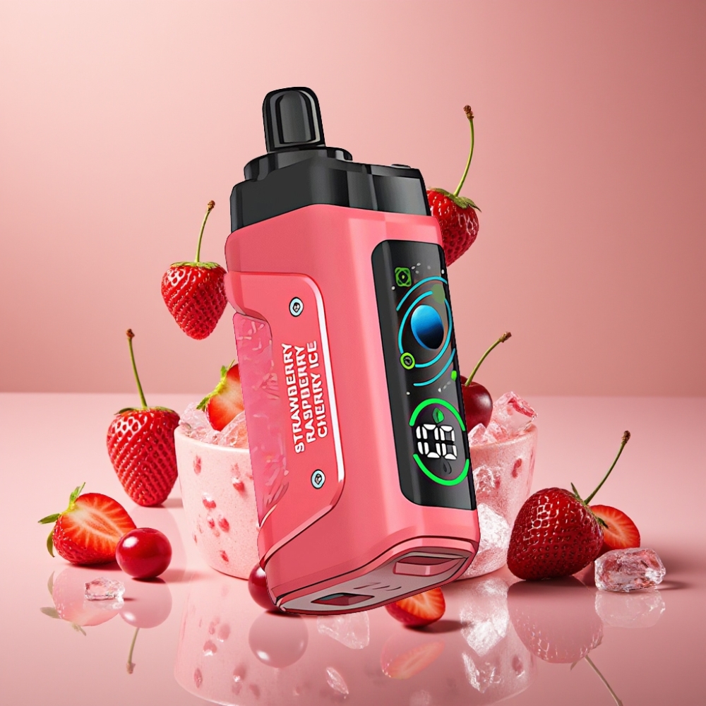 Razz Bar 45000 Puffs Vape til Engangsbrug Jordbær Kirsebær Is Dansk Engros med Justerbar Luftgennemstrømning og Type-C Opladning