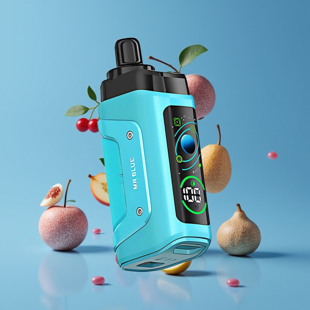 Razz Bar 45000 Puffs Vape til Engangsbrug Mr Blå Dansk Engros med 1.0 Ohm Mesh Coil og Justerbar Luftflow