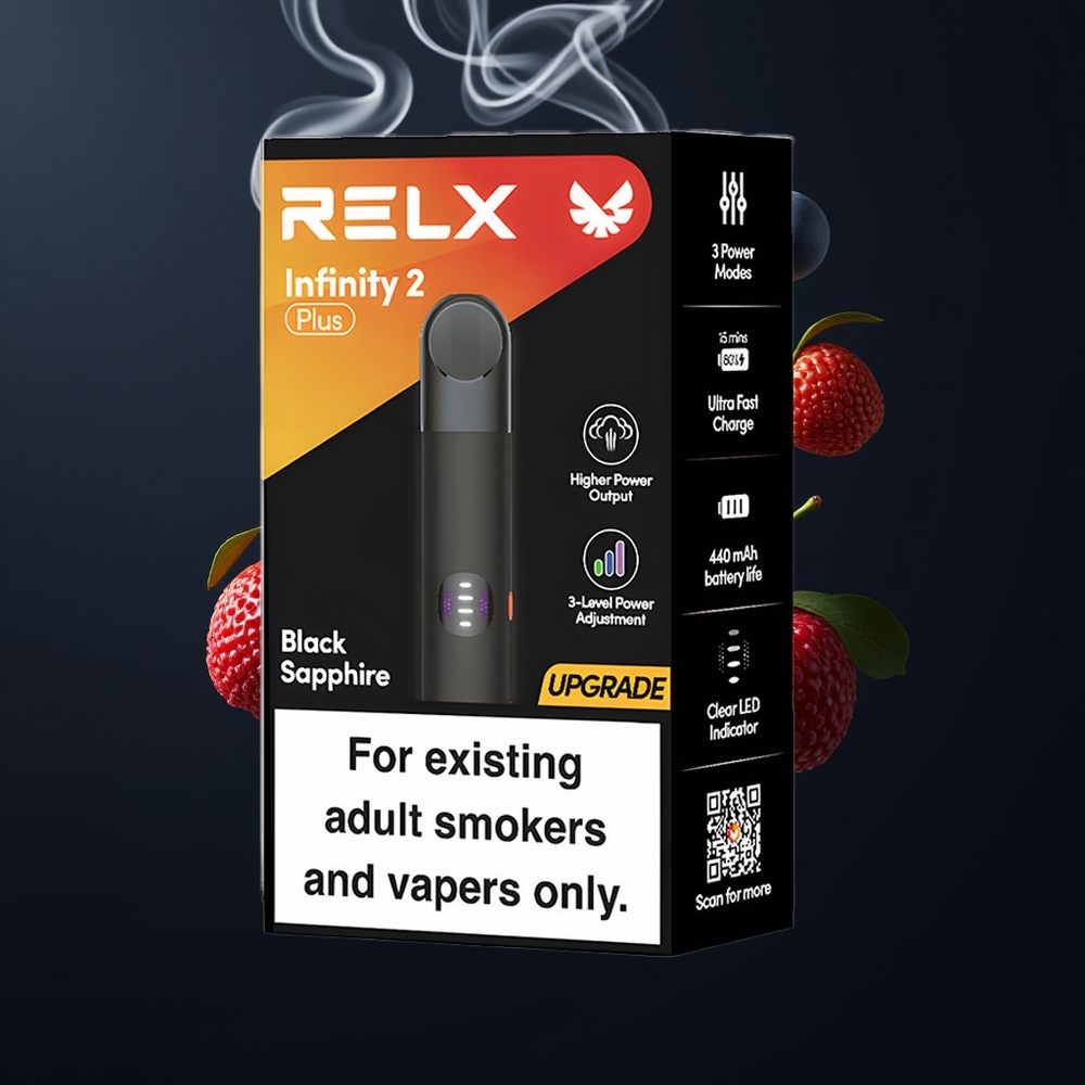 RELX Infinity 2 Plus Enhed Dansk Engros – Justerbar 3 Tilstande, 10W, Type-C, Sort Safir