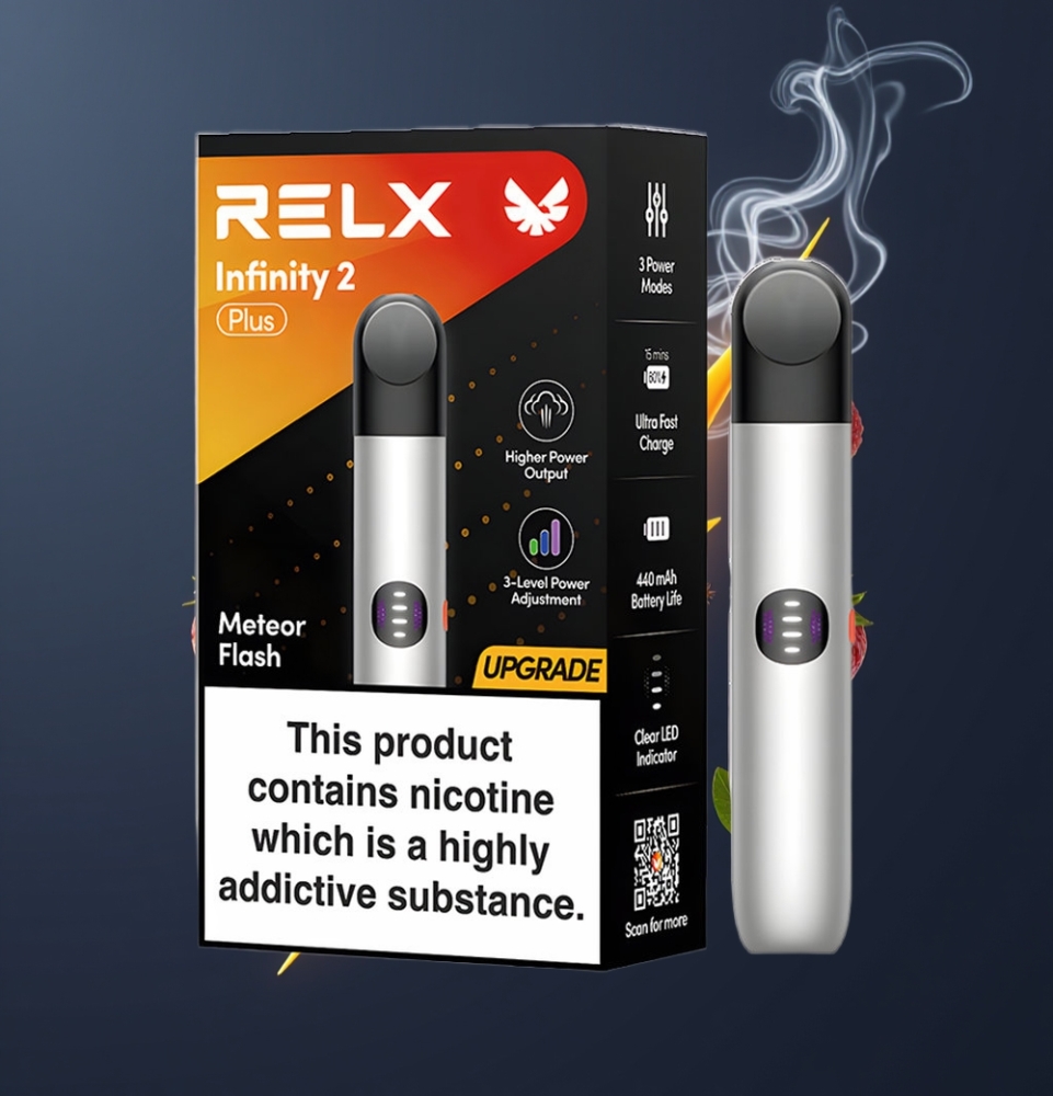 RELX Infinity 2 Plus Enhed Meteor Blitz Dansk Engros med Justerbar 3 Tilstande og 10W Effekt