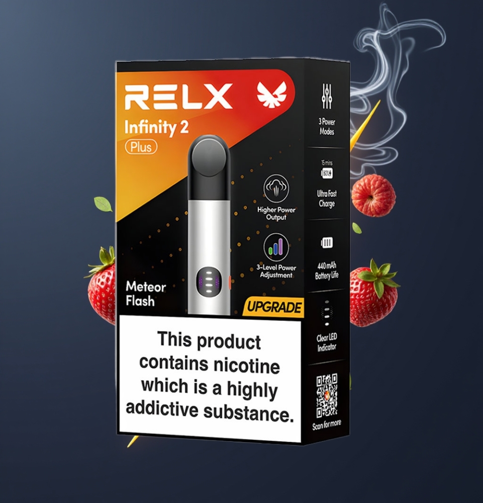 RELX Infinity 2 Plus Enhed Meteor Blitz Dansk Engros med Justerbar 3 Tilstande og 10W Effekt