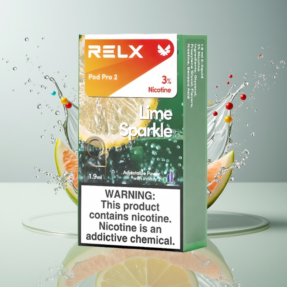 RELX Pod Pro 2 Dansk Engros – 3%/5% Nikotin, 600 puff, 1.9ml, Lime Gnist (Citron Gnist)
