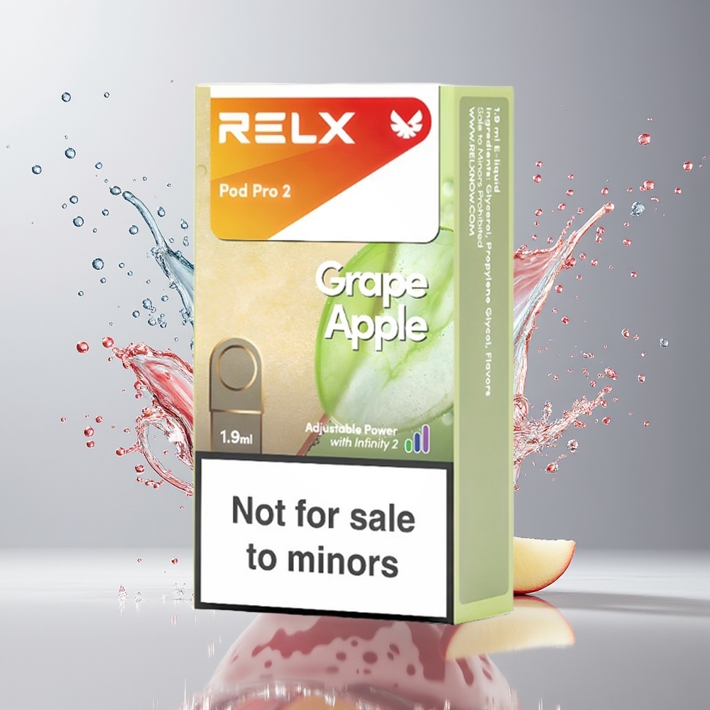 RELX Pod Pro 2 Dansk Engros - 3%/5% Nikotin, 600 puff, 1.9ml, Vin/Æble