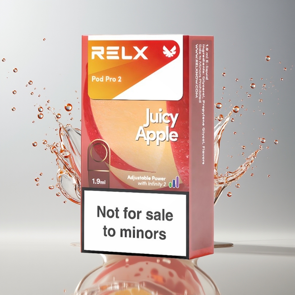 RELX Pod Pro 2 Dansk Engros – 5% Nikotin, 600 puff, Juicy Apple (Saftigt Æble), 3 spændingsindstillinger