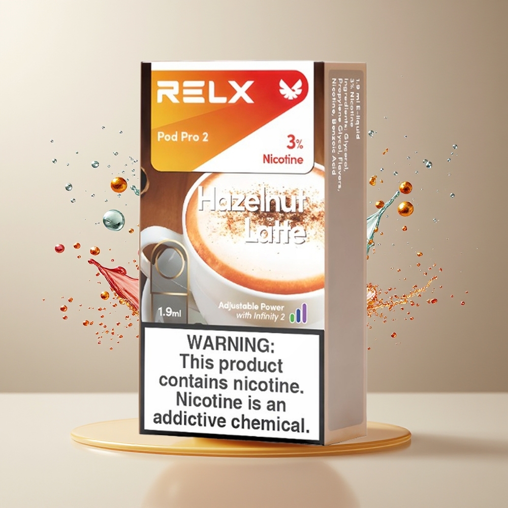 RELX Pod Pro 2 Dansk Engros – Hazelnutlatte med 5% Nikotin, 1.9ml & 3 Spændingsjusteringer