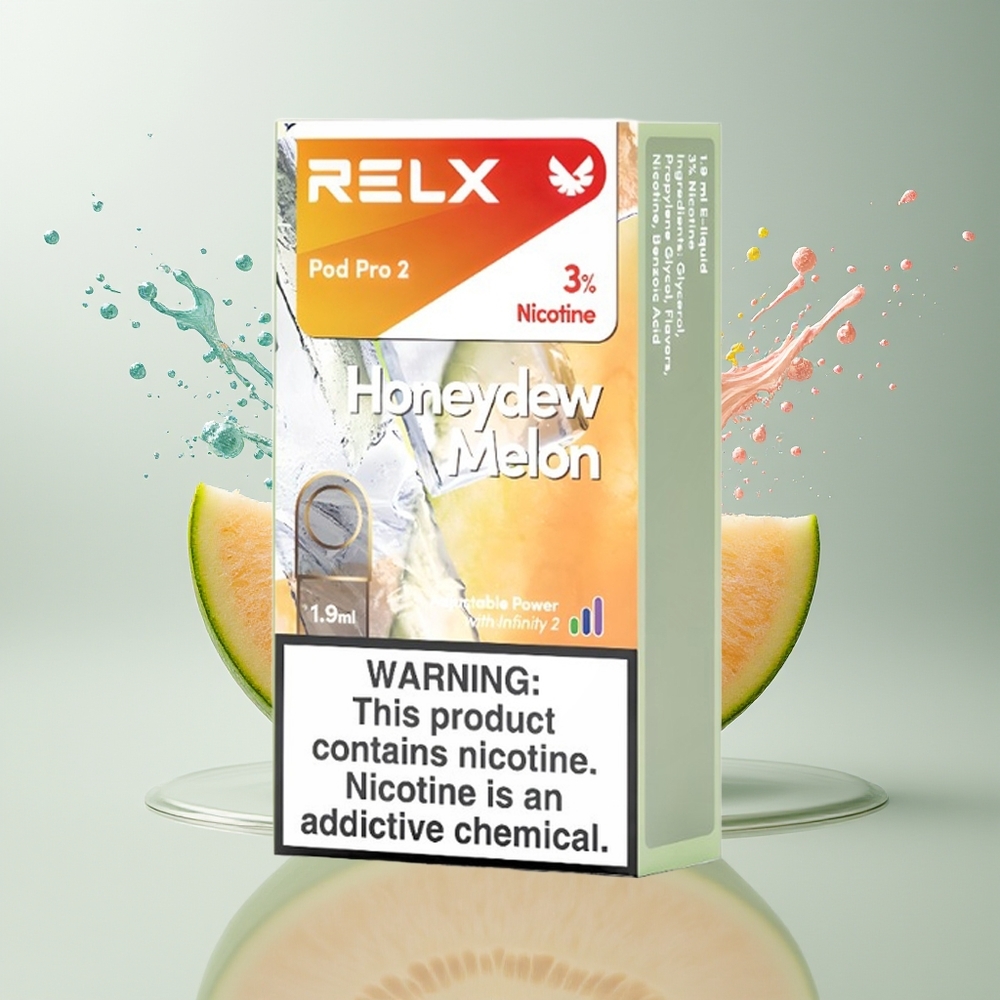 RELX Pod Pro 2 Dansk Engros med 3%/5% Nikotin, 1.9ml Kapacitet, Honningmelon