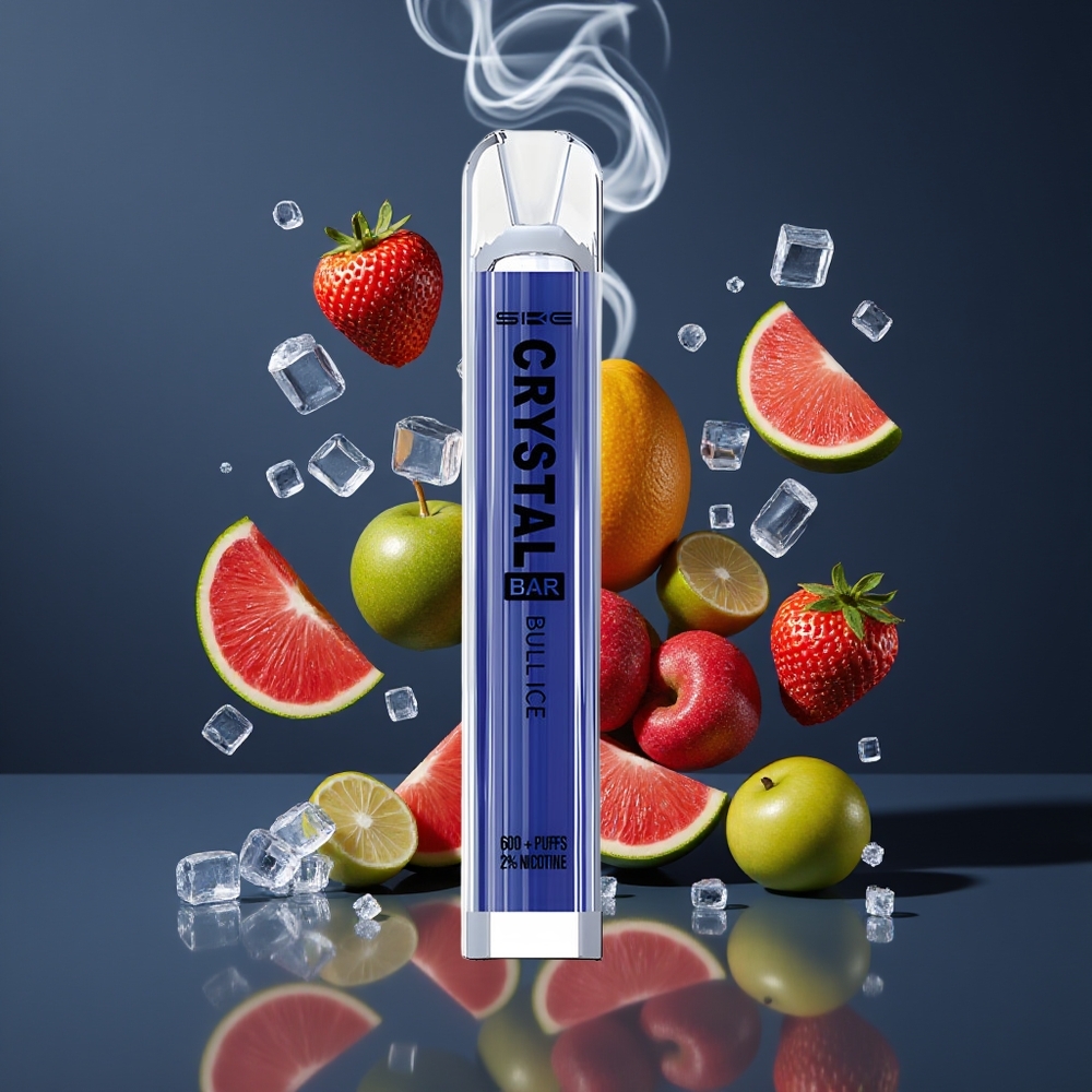 SKE Crystal BAR 600 Dansk Engros – 0%/2% Nikotin, 500mAh, 600 Pust, Mesh Coil, Bull Is