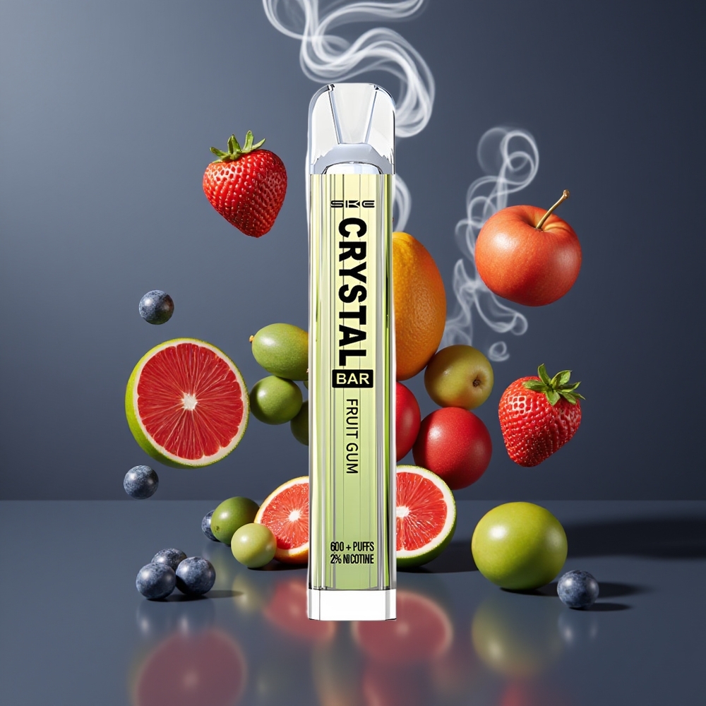 SKE Crystal BAR 600 Dansk Engros – 0%/2% Nikotin, 600 Puffs, Frugtgummi, 500mAh