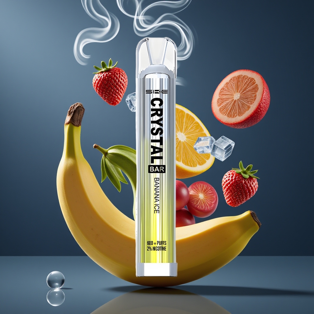 SKE Crystal BAR 600 Dansk Engros – Bananis 0% Nikotin, 500mAh, 600 Puf