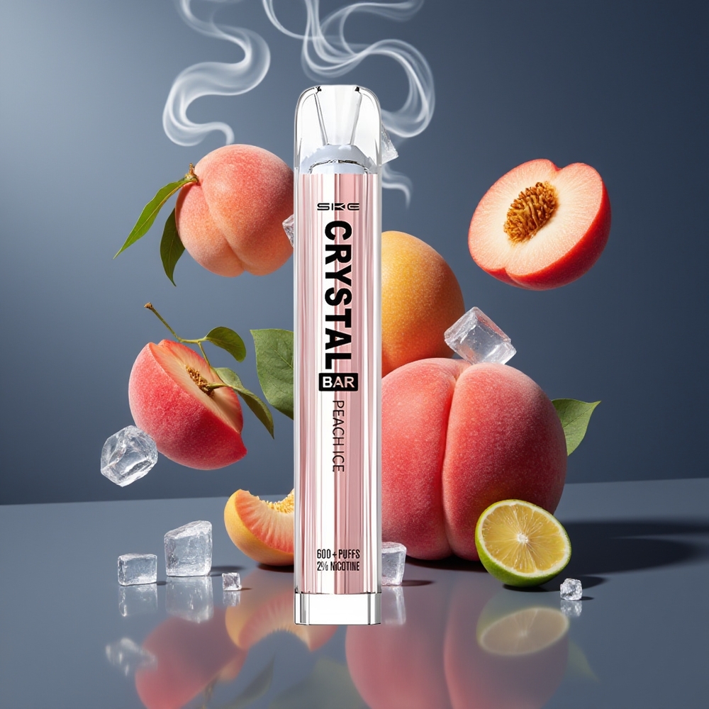SKE Crystal BAR 600 Dansk engros – 0%/2% Nikotin, 600 Puf, Fersken Is