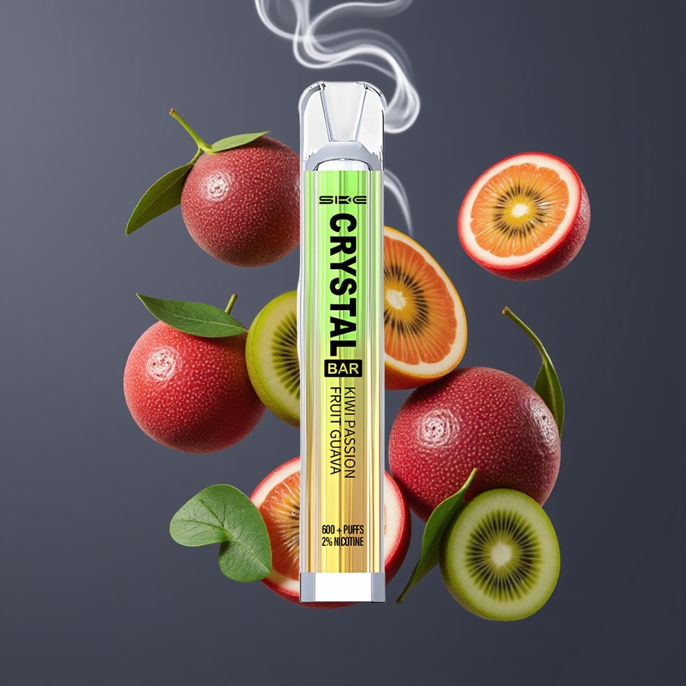 SKE Crystal BAR 600 Dansk engros – Nicotin 0%/2% – 600 Puffs – Kiwi Passionsfrugt Guava
