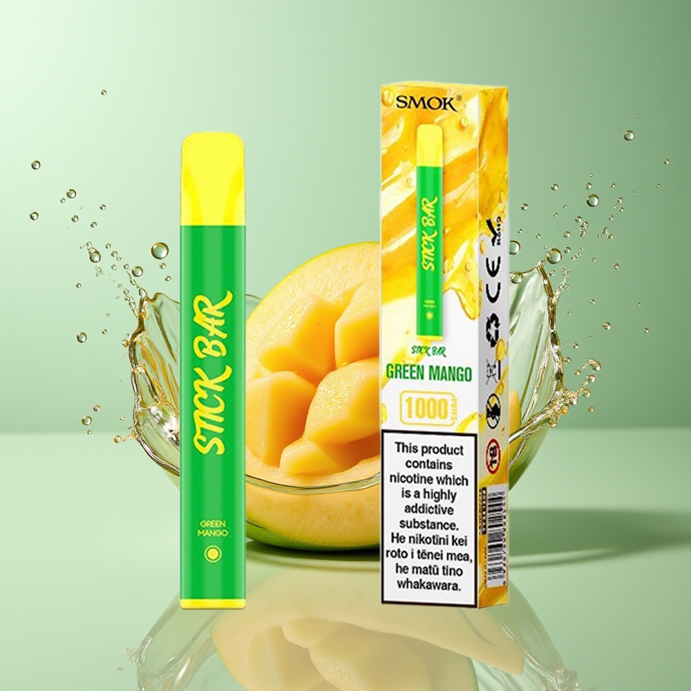 SMOK Stick Bar 1000 Puffs Dansk Engros Engros Disposable Vape Grøn Mango – 550mAh, 1.6 Ohm, Rustfri Stål