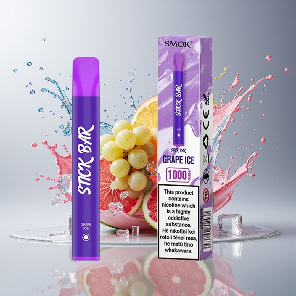SMOK Stick Bar 1000 Puffs Engangs E-cigaret med 550mAh Batteri og Vinis Is Smag - Dansk Engros