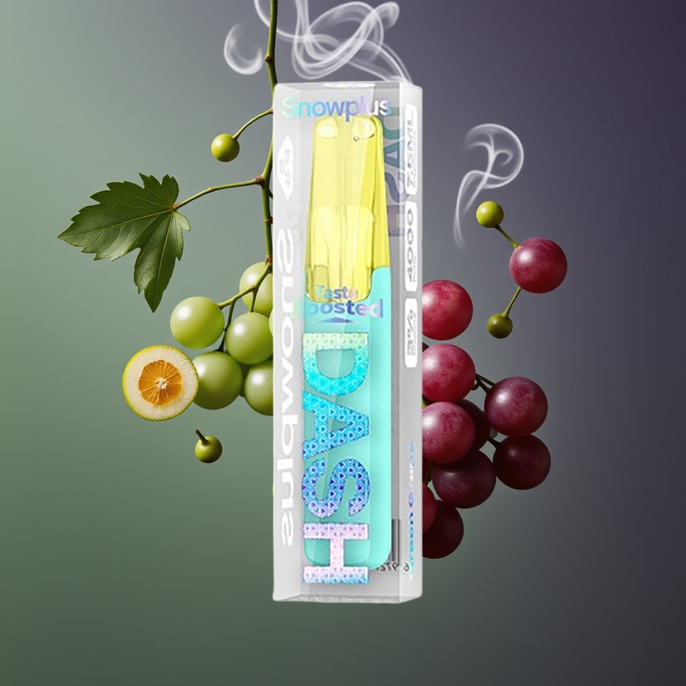 Snowplus Dash 4000 Puffs Engangsdevice Dansk Engros – Keramik Atomizer, 530 mAh, 7,5 ml, Grøn Drue