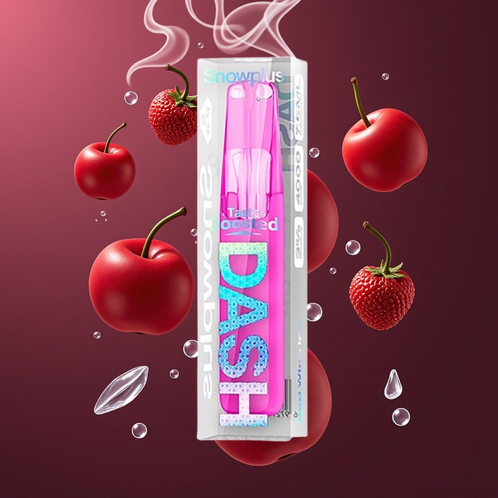 Snowplus Dash 4000 Puffs Engangsdevice Dansk Engros – Keramik Atomizer, 7,5 ml, Rødvin Is