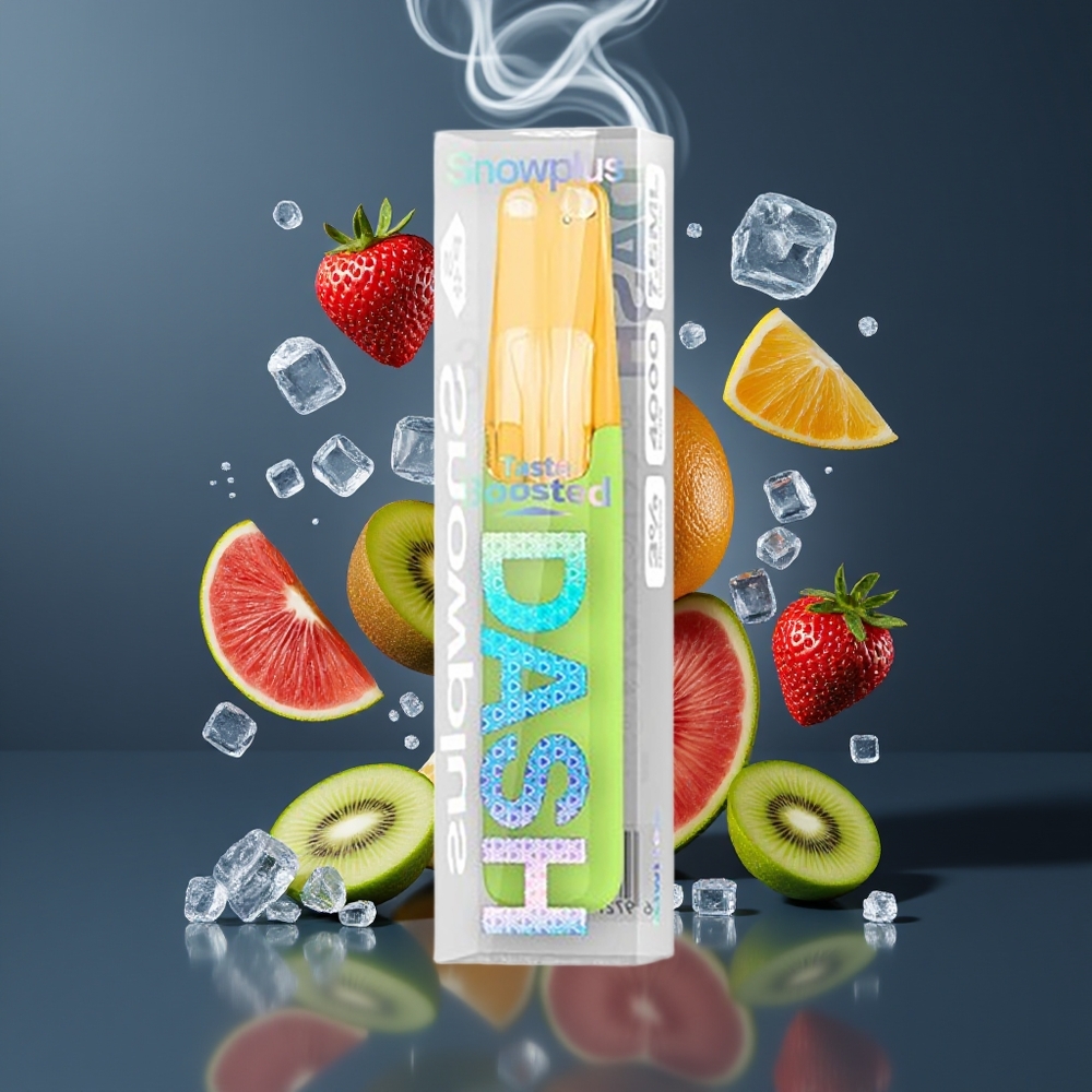 Snowplus Dash 4000 Puffs Engangsdevice Dansk Engros – Keramisk Atomizer, 530 mAh, 7,5 ml, Kiwi Is