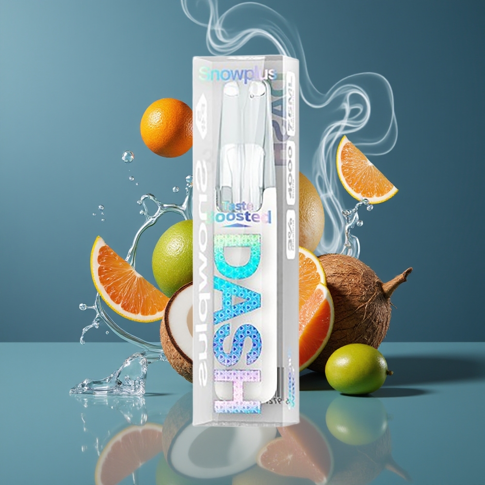 Snowplus Dash 4000 Puffs Engangsdevice med Keramisk Atomizer og 7,5 ml E-væske - 530 mAh - Dansk engros - Kokosvand