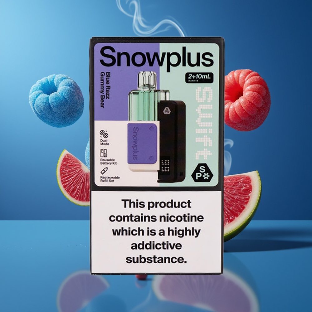 Snowplus Swift 5000 Puffs Prefilled Pod Kit Dansk Engros - 1000 mAh, 2+10 ml, Blå Hindbær Gummibjørn