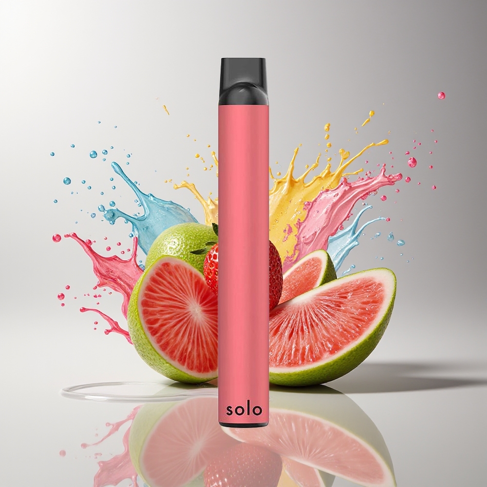 Solo 1000 Puffs Disposable Vape Jordbær Guava Mesh Coil 3.5ml 550mAh Dansk engros