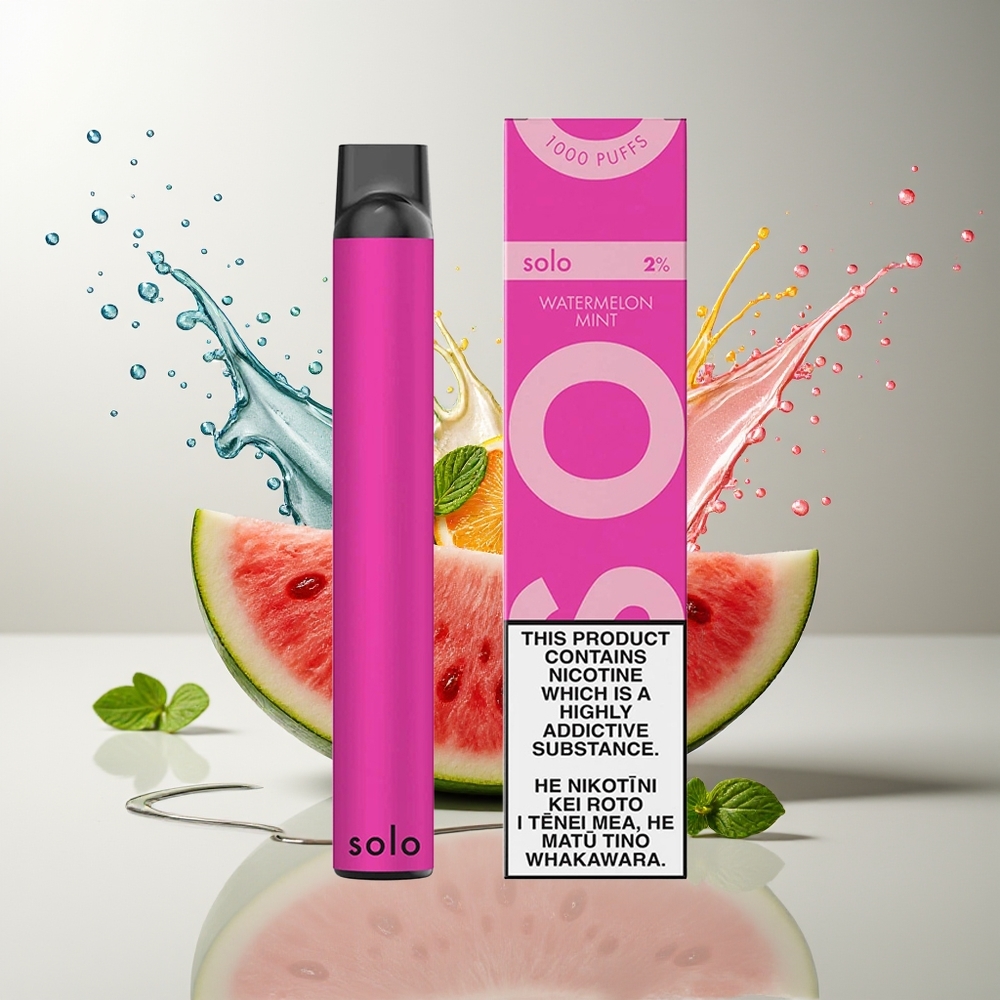 Solo 1000 Puffs Disposable Vape Vandmelon Mynte - Mesh Coil, 3.5ml E-liquid, 550mAh Dansk engros