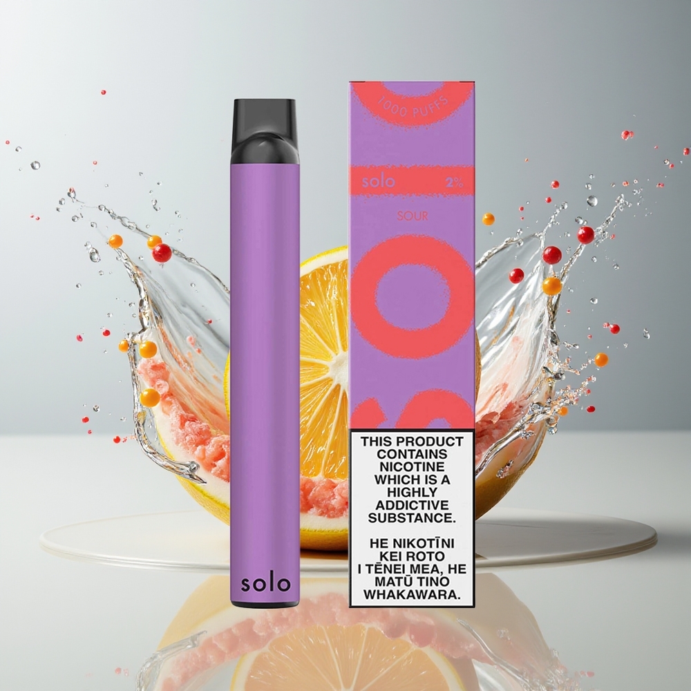 Solo 1000 Puffs Engangs Vape Dansk Engros - Mesh Coil, 3.5ml E-væske, Sur Smag