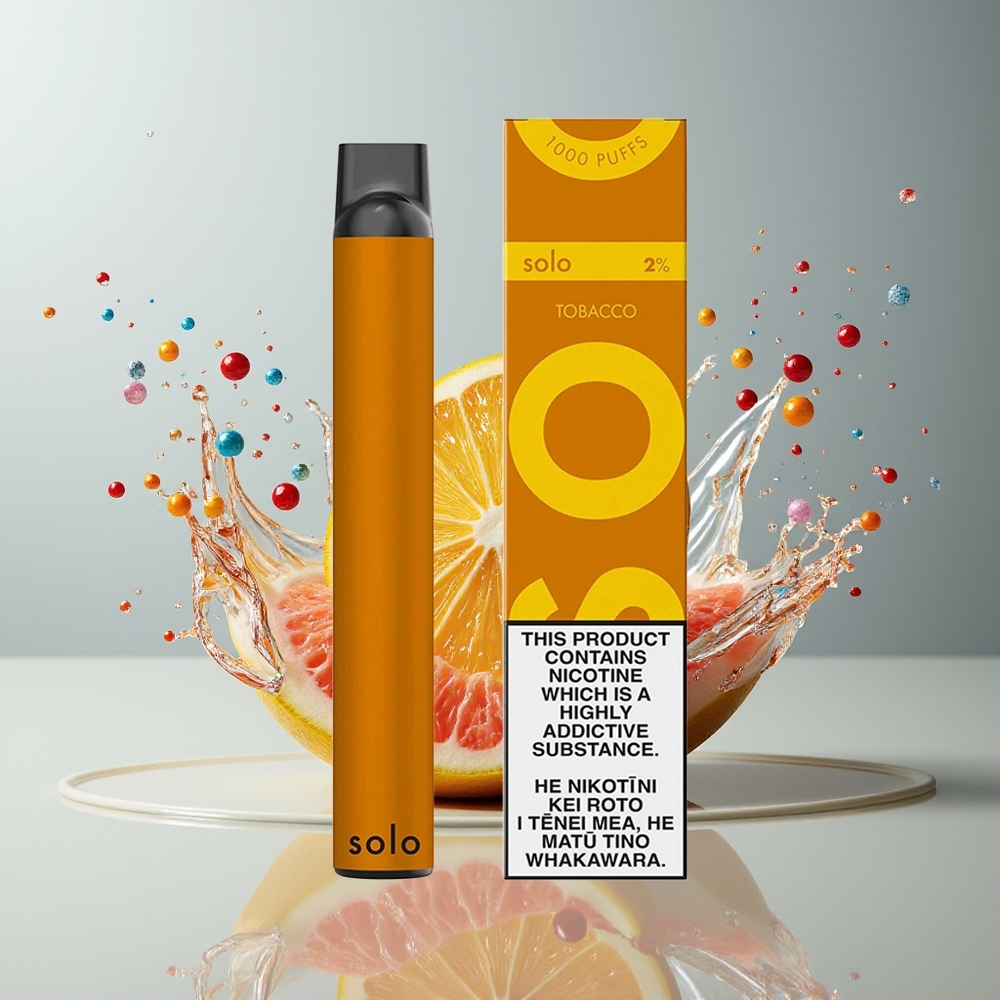 Solo 1000 Puffs Engangs Vape Dansk Engros - Mesh Coil, 3.5ml E-væske, Tobak