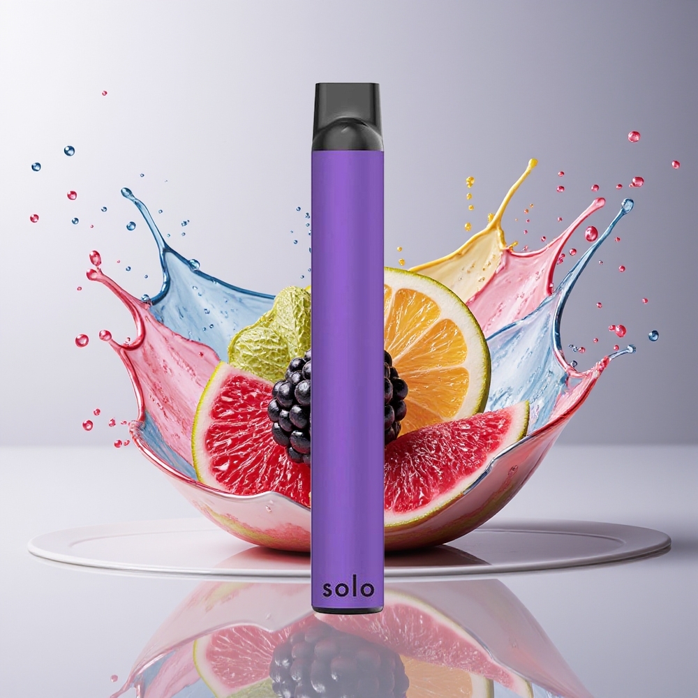 Solo 1000 Puffs Engangs Vape Dansk Engros med Mesh Coil og 3,5ml E-væske - Brombær