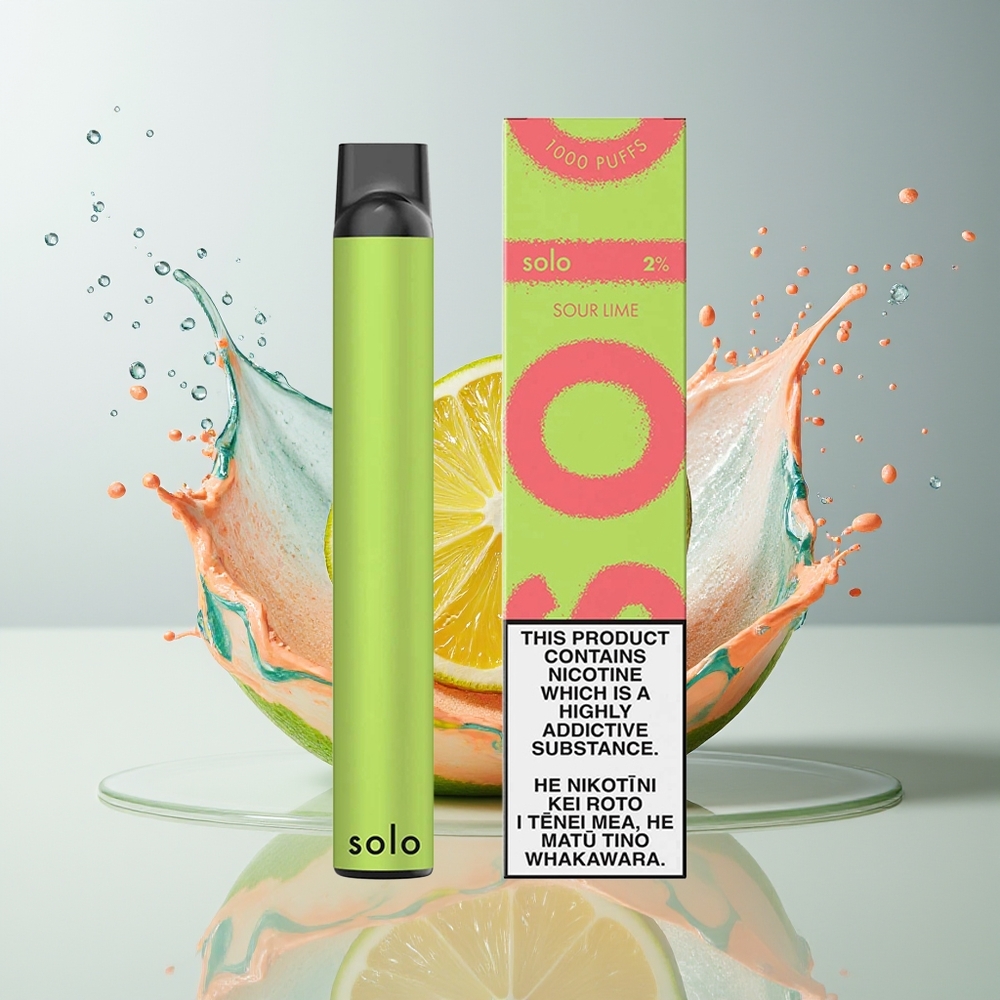 Solo 1000 Puffs Engangs Vape Dansk engros – Mesh Coil, 3.5ml, Sur Lime