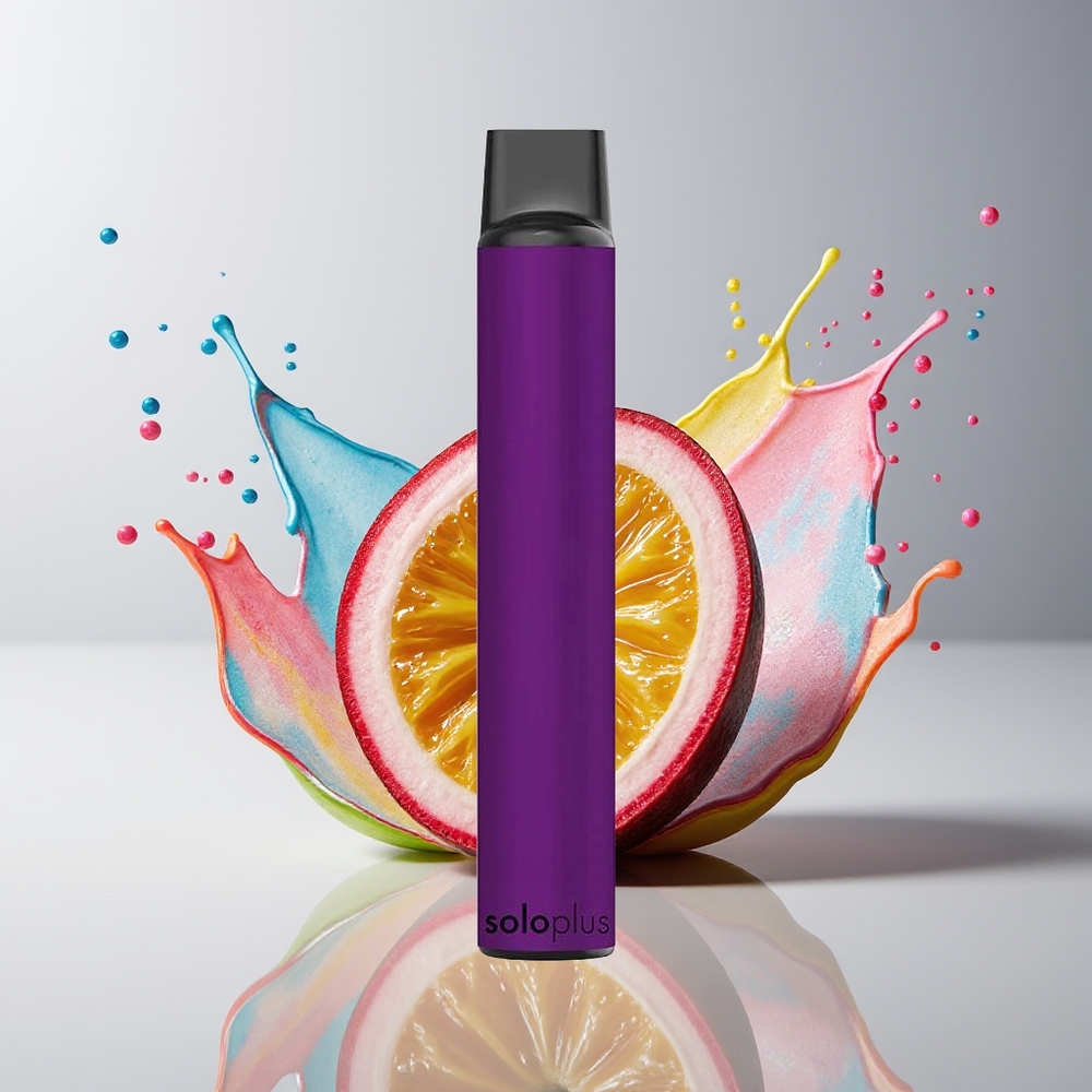Solo Plus 2800 Puffs Dansk Engros Disposable Vape Med Mesh Coil og 6,5ml E-liquid - Passionsfrugt