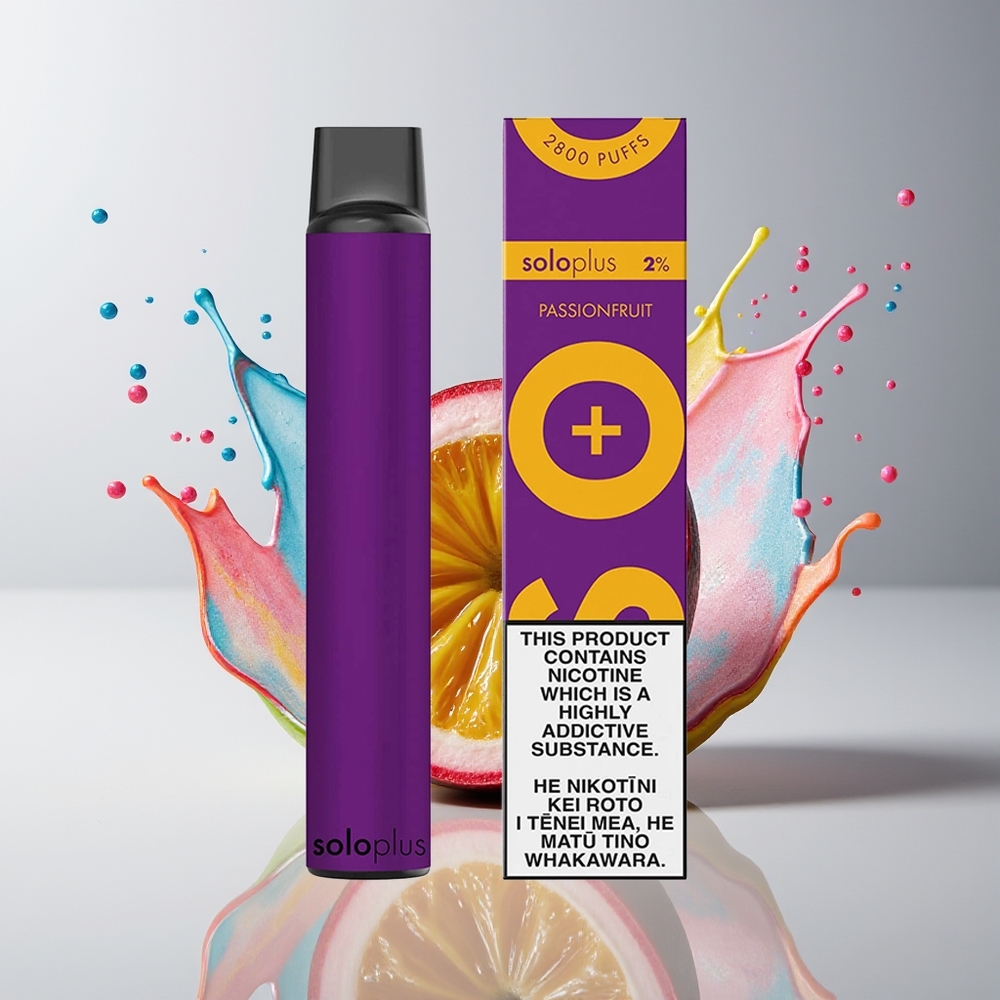 Solo Plus 2800 Puffs Dansk Engros Disposable Vape Med Mesh Coil og 6,5ml E-liquid - Passionsfrugt
