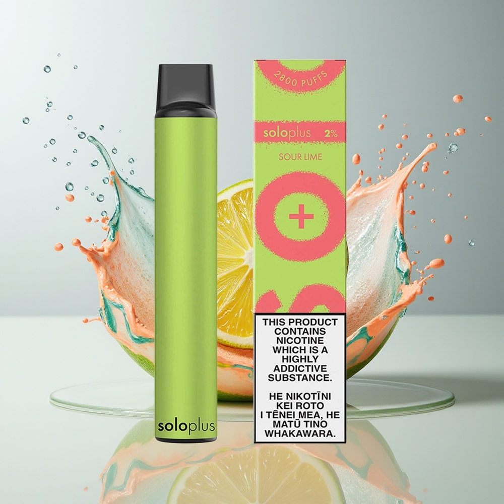 Solo Plus 2800 Puffs Engangs Vape Dansk Engros - Mesh Coil, 6.5ml, Sur Lime