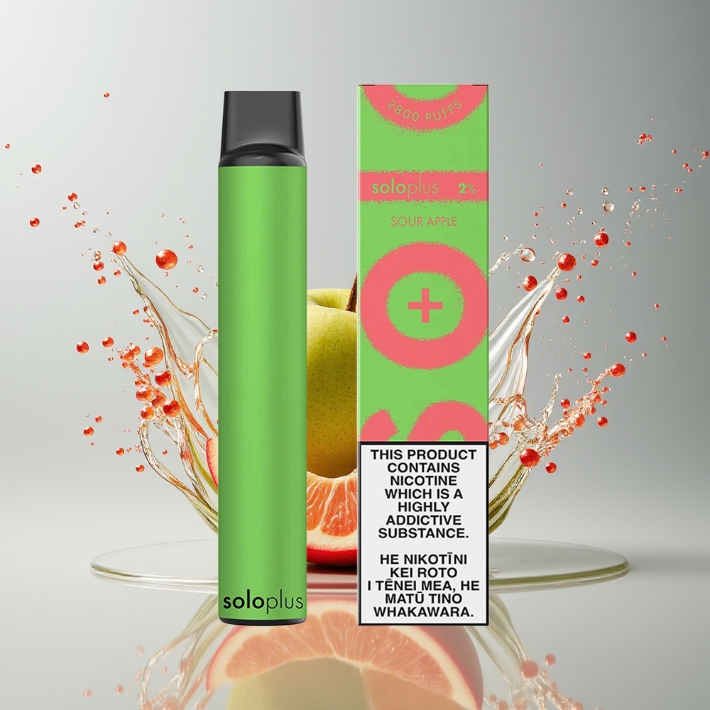 Solo Plus 2800 Puffs Engangs Vape Dansk Engros – Mesh Coil, 6.5ml, Sur Æble