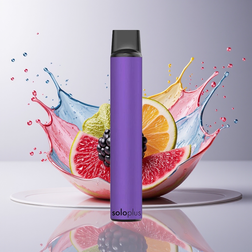 Solo Plus 2800 Puffs Engangs Vape Dansk Engros med Mesh Coil og 6,5ml E-væske - Brombær