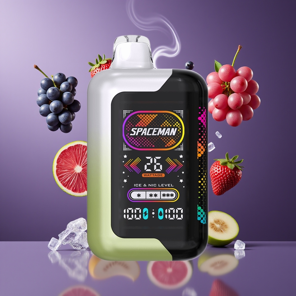 SPACEMAN SP40000 Engangs Vape Dansk Engros – Hvid Drue Is – 1000mAh Batteri – 20ml E-væske – 50mg/ml Nikotin