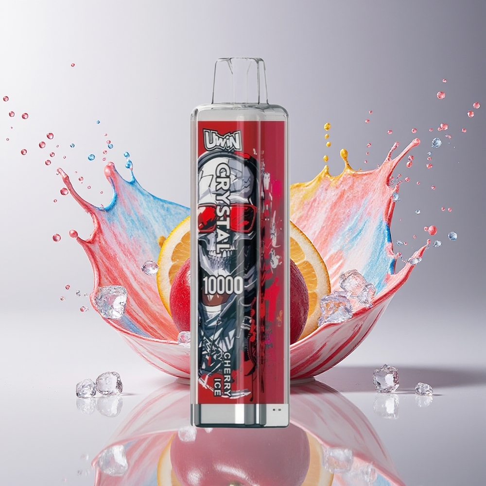 UWIN Crystal 10000 Puffs Dansk Engros – 18ml E-Liquid, 650mAh, Type-C, 0%–5% Nikotin, Kirsebær Is