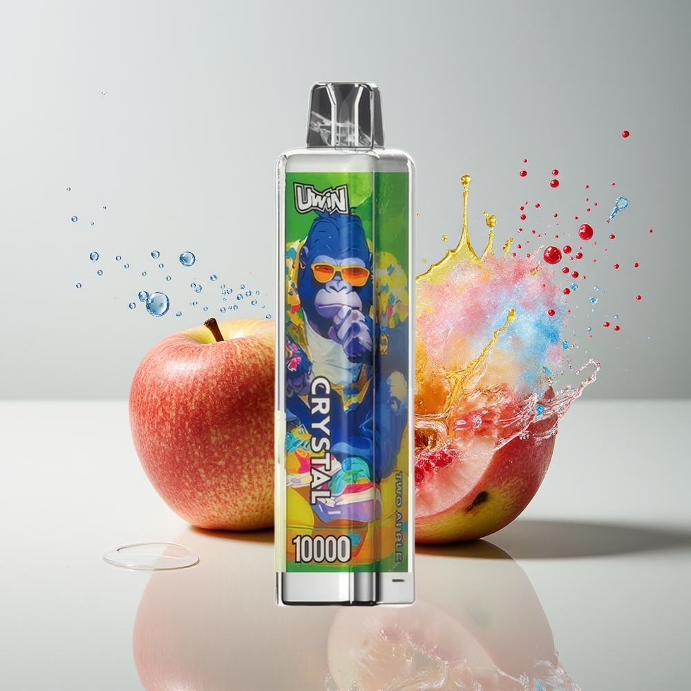 UWIN Crystal 10000 Puffs Dansk Engros – To Æbler (0%, 2%, 3%, 5% Nikotin, 18ml, Type-C)