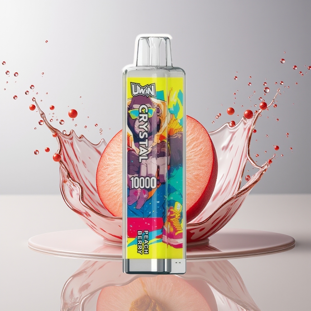 UWIN Crystal 10000 Puffs Dansk Engros med 18ml E-Liquid og Type-C Opladning - Fersken Bær
