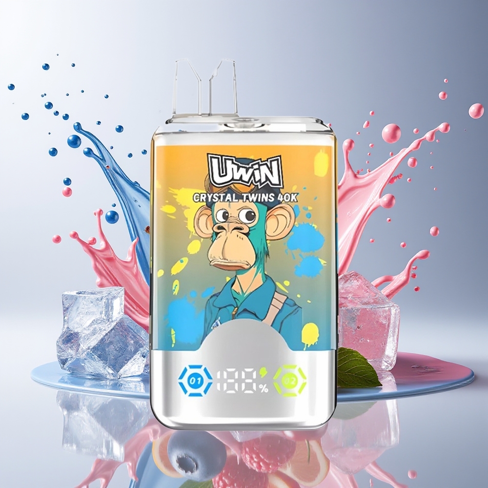 UWIN Crystal Twins 40000 Puffs Dansk Engros – Blåbær Hindbær Kirsebær Is – 32ml – 850mAh – Type-C – 0,6 Ohm Mesh Coil