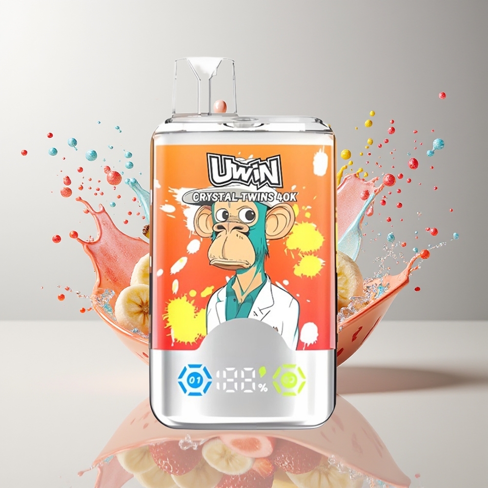 UWIN Crystal Twins 40000 Puffs Dansk engros - 32ml, Type-C, 850mAh, 0.6 Ohm Mesh, Jordbær Banan Kærlighed